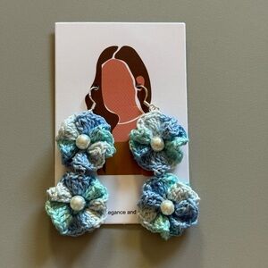 Handmade Blue Floral Crochet Earrings